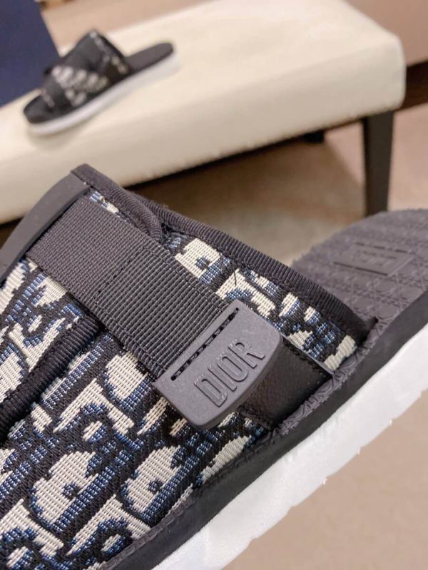 Dior Beige and Black Dior Oblique Jacquard Alpha Sandal