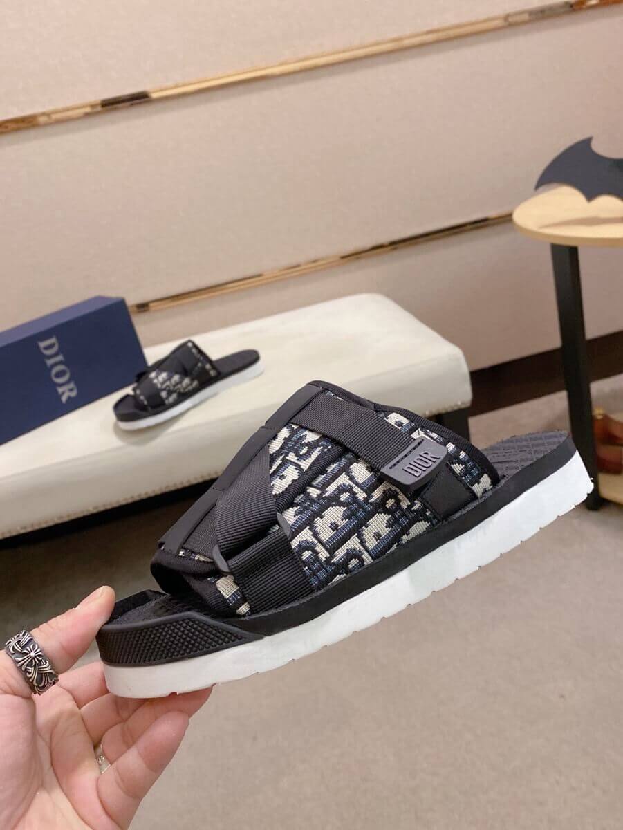Dior Beige and Black Dior Oblique Jacquard Alpha Sandal 6 Dior Beige and Black Dior Oblique Jacquard Alpha Sandal - Image 6
