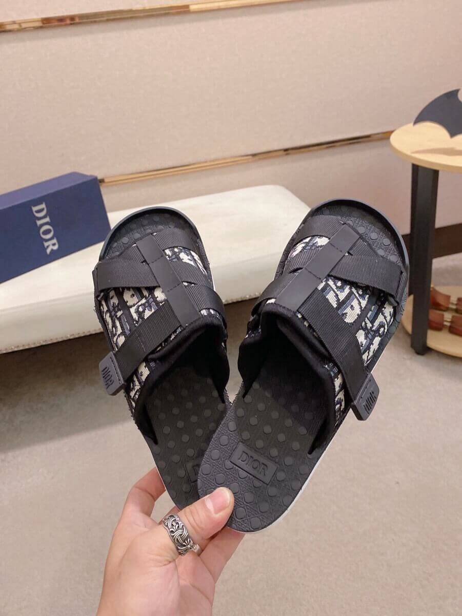 Dior Beige and Black Dior Oblique Jacquard Alpha Sandal 8 Dior Beige and Black Dior Oblique Jacquard Alpha Sandal - Image 8