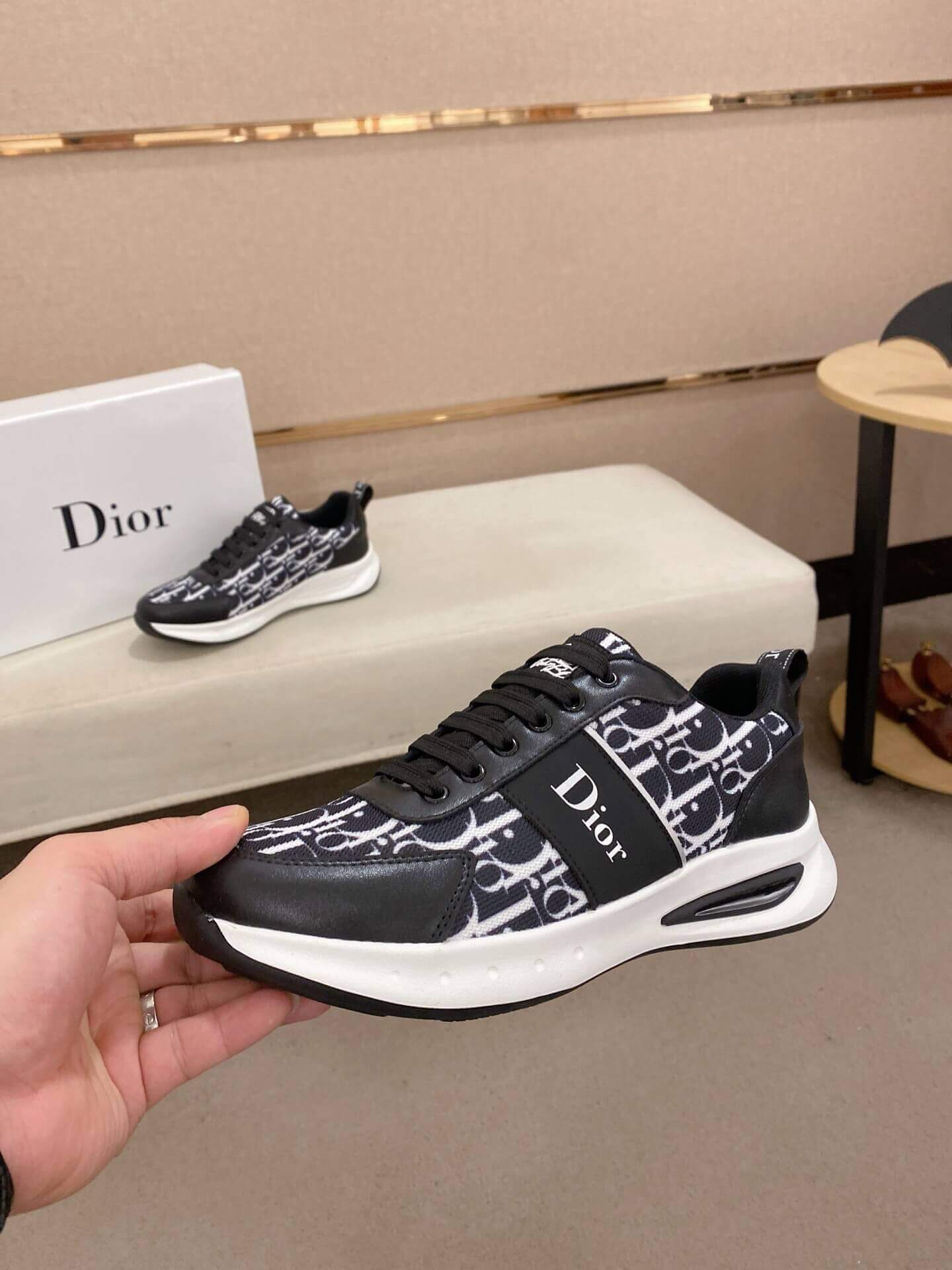 Dior Black and White Dior Oblique Jacquard Runner Sneaker 3 Dior Black and White Dior Oblique Jacquard Runner Sneaker - Image 3