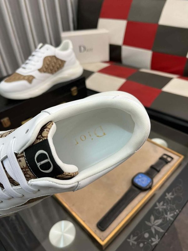 DiorB25Runnersneaker._4 Dior Runner Sneaker in White Leather and Brown Oblique Jacquard