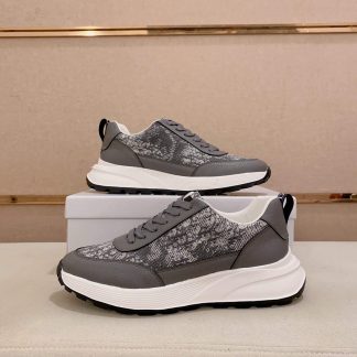 Dior Dior Oblique Jacquard and Grained Leather Runner Sneaker in Grey