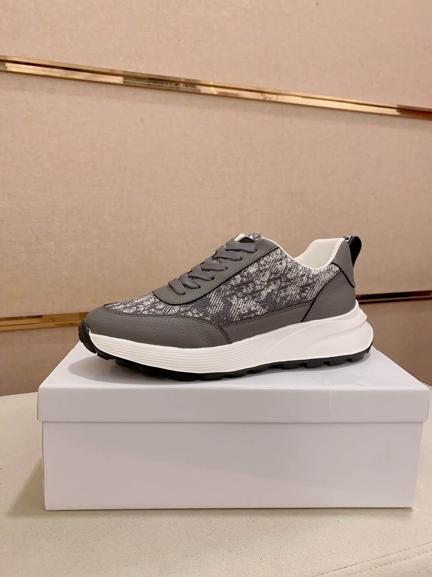 Dior Dior Oblique Jacquard and Grained Leather Runner Sneaker in Grey 3 Dior Dior Oblique Jacquard and Grained Leather Runner Sneaker in Grey - Image 3