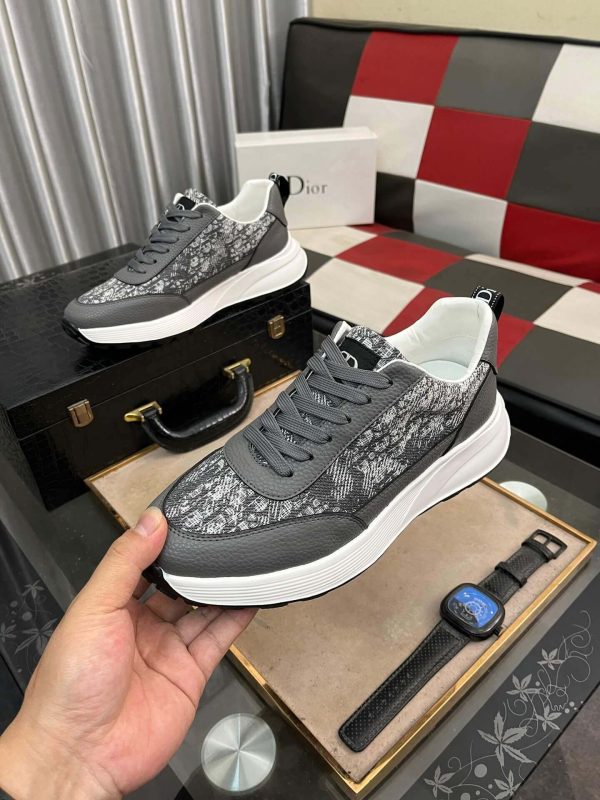 Dior Runner Sneaker in Grey Dior Oblique Jacquard and Grey Leather