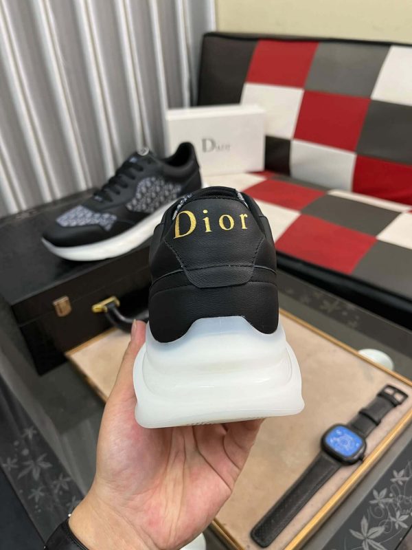 DiorB25Runnersneakerinblacksuedeandwhitetechnicalmesh_3 Dior Runner Sneaker in Black Leather and Grey Oblique Jacquard