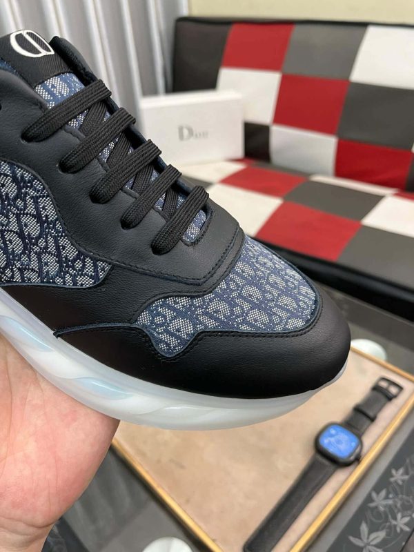 DiorB25Runnersneakerinblacksuedeandwhitetechnicalmesh_5 Dior Runner Sneaker in Black Leather and Grey Oblique Jacquard