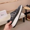 Dior Grey and Black Dior Oblique Jacquard Sneaker in Black Grained Leather
