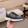 Dior Grey and Black Dior Oblique Jacquard Sneaker in Black Grained Leather