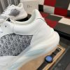 Dior Runner Sneaker in White Leather  and Grey Oblique Jacquard