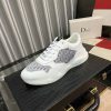 Dior Runner Sneaker in White Leather  and Grey Oblique Jacquard