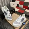 Dior Runner Sneaker in White Leather  and Grey Oblique Jacquard