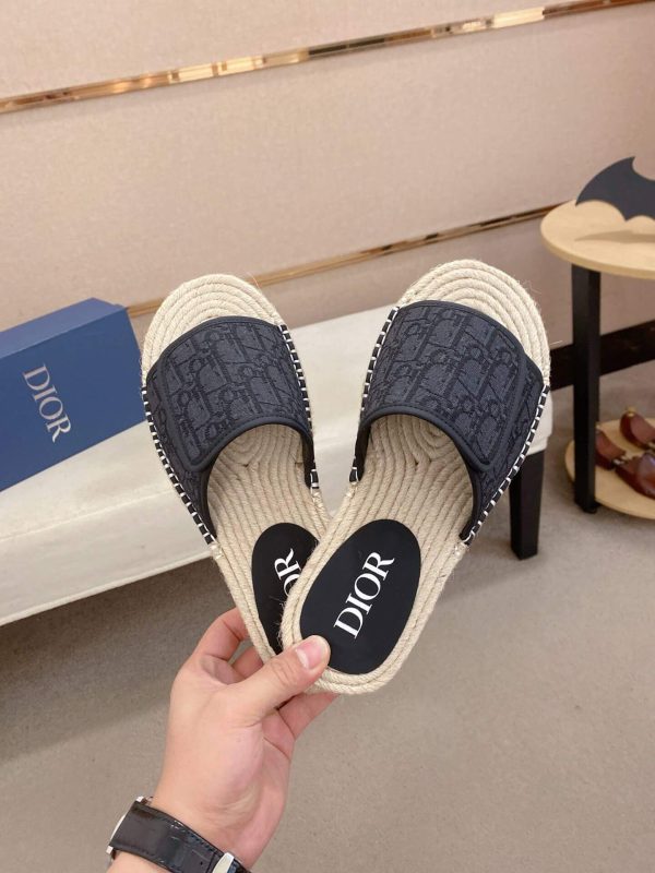 Dior Dway Slide Sandal in Black Dior Oblique Jacquard with Adjustable Self-fastening Strap