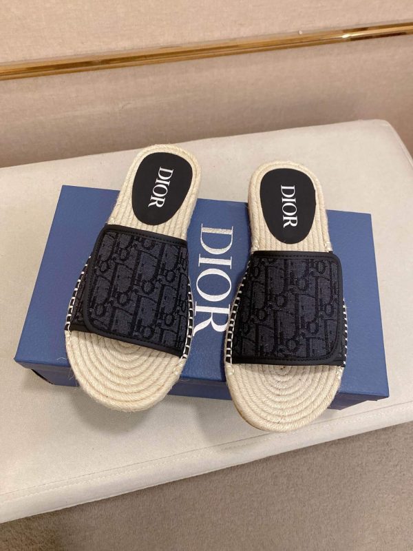 Dior Dway Slide Sandal in Black Dior Oblique Jacquard with Adjustable Self-fastening Strap