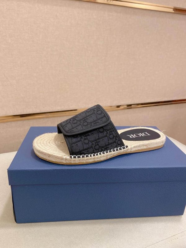 Dior Dway Slide Sandal in Black Dior Oblique Jacquard with Adjustable Self-fastening Strap