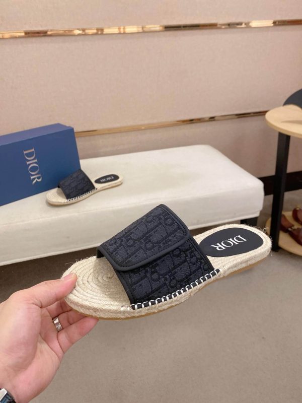 Dior Dway Slide Sandal in Black Dior Oblique Jacquard with Adjustable Self-fastening Strap