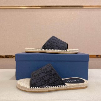 Dior Dway Slide Sandal in Black Dior Oblique Jacquard