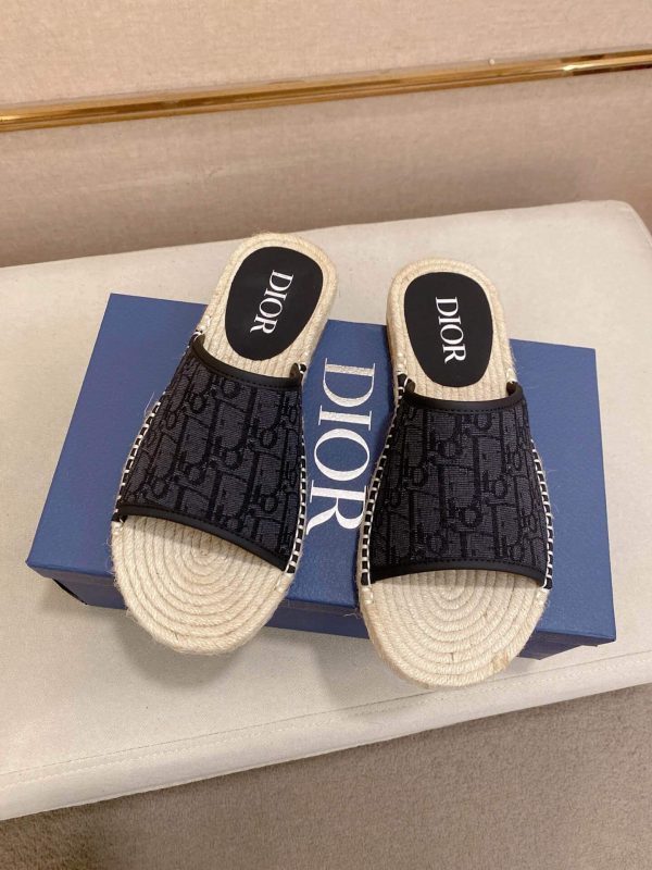 Dior Dway Slide Sandal in Black Dior Oblique Jacquard