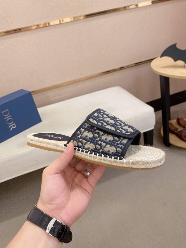 Dior Dway Slide Sandal in Beige and Black Dior Oblique Jacquard