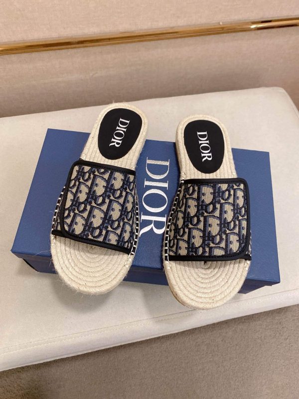 Dior Dway Slide Sandal in Beige and Black Dior Oblique Jacquard