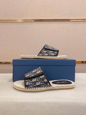 Dior Dway Slide Sandal in Beige and Black Dior Oblique Jacquard