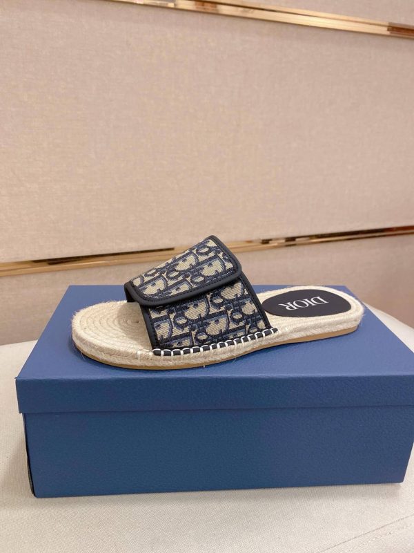 Dior Dway Slide Sandal in Beige and Black Dior Oblique Jacquard