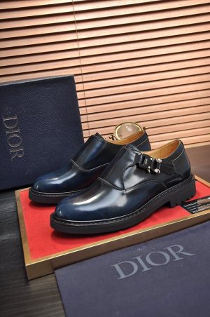 Dior Navy Blue Men's Monk Strap Shoes