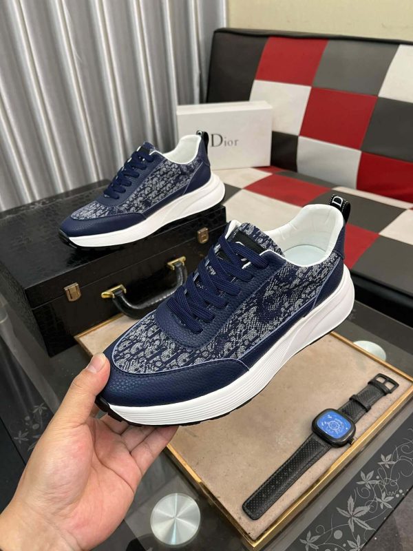 Dior Runner Sneaker in Blue Dior Oblique Jacquard and Blue Leather