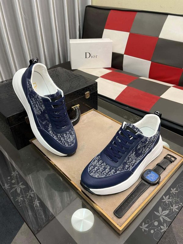 Dior Runner Sneaker in Blue Dior Oblique Jacquard and Blue Leather