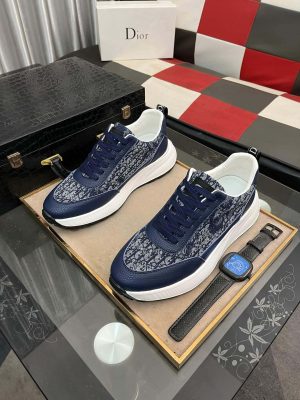 Dior Runner Sneaker in Blue Dior Oblique Jacquard and Blue Leather