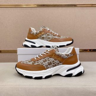 Dior Brown & White Oblique Monogram Chunky Sneakers