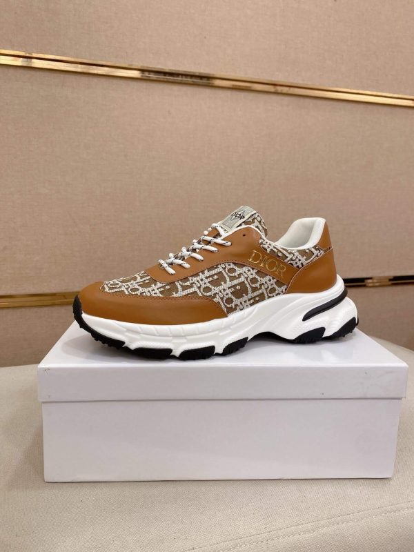 Dior Brown & White Oblique Monogram Chunky Sneakers