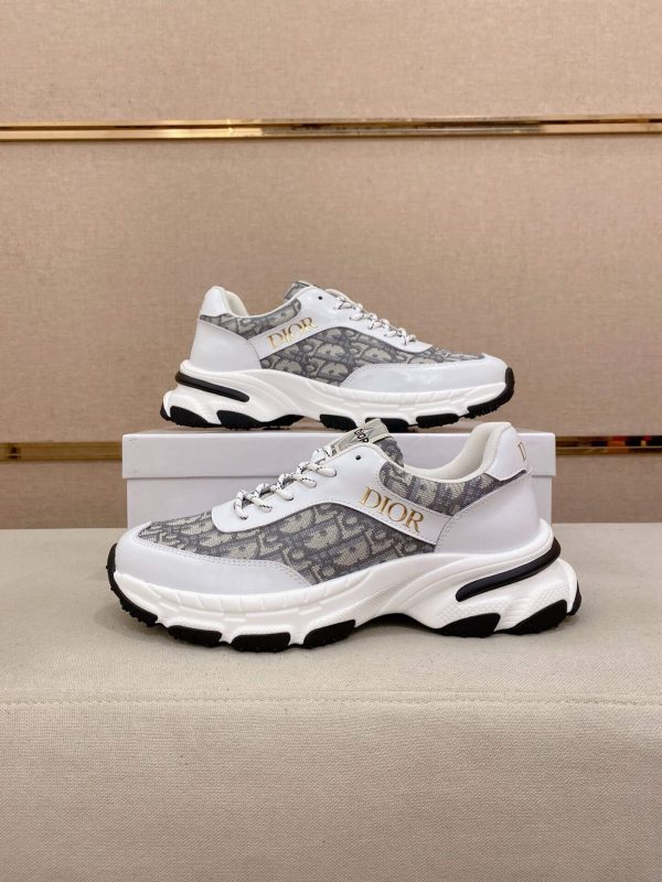 Dior White & Gray Oblique Monogram Chunky Sneakers