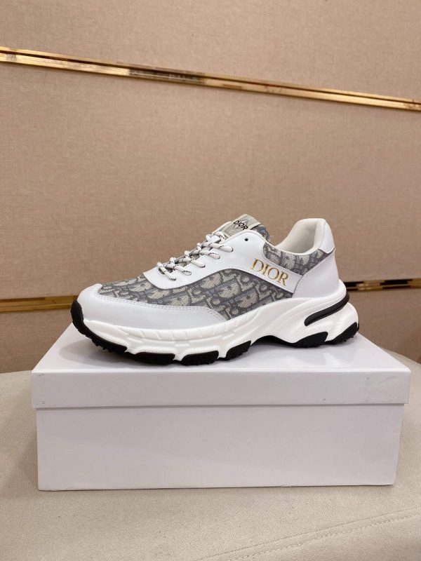Dior White & Gray Oblique Monogram Chunky Sneakers