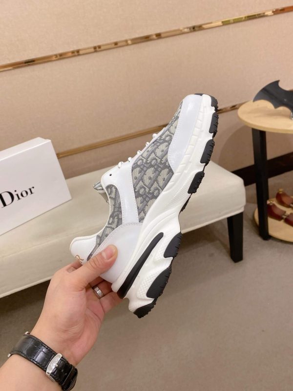 Dior White & Gray Oblique Monogram Chunky Sneakers