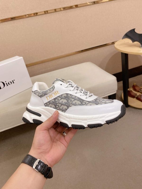 Dior White & Gray Oblique Monogram Chunky Sneakers