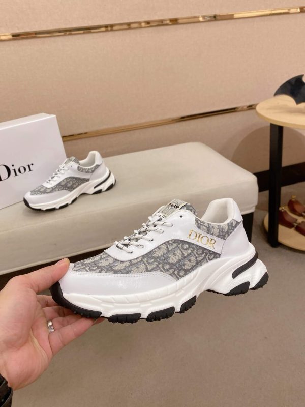 Dior White & Gray Oblique Monogram Chunky Sneakers