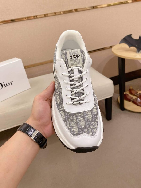 Dior White & Gray Oblique Monogram Chunky Sneakers