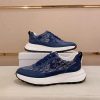 Dior Blue and Brown Dior Oblique Jacquard and Blue Grained Leather Runner Sneaker