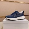 Dior Blue and Brown Dior Oblique Jacquard and Blue Grained Leather Runner Sneaker