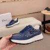 Dior Blue and Brown Dior Oblique Jacquard and Blue Grained Leather Runner Sneaker