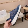 Dior Blue and Brown Dior Oblique Jacquard and Blue Grained Leather Runner Sneaker