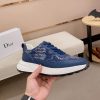 Dior Blue and Brown Dior Oblique Jacquard and Blue Grained Leather Runner Sneaker