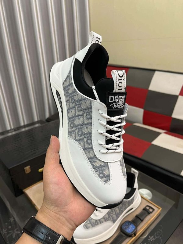 Dior Men's Sneaker in Grey Dior Oblique Jacquard and White Leather