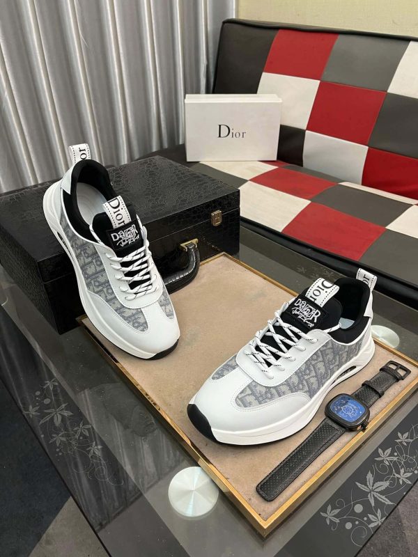 Dior Men's Sneaker in Grey Dior Oblique Jacquard and White Leather