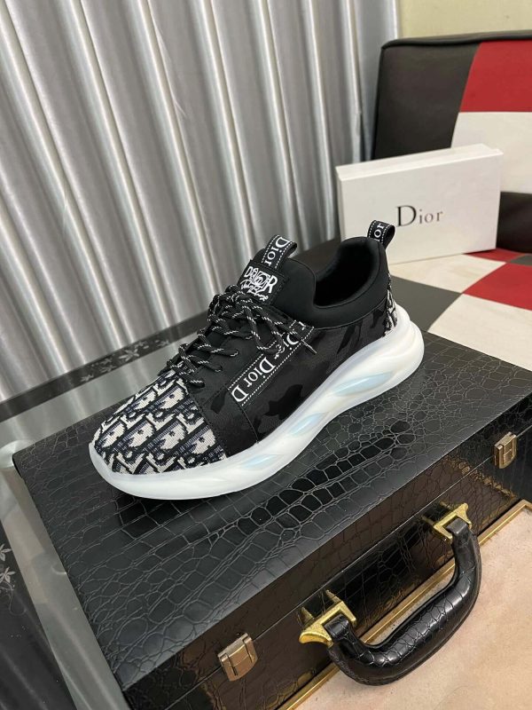 Dior Beige and Black Dior Jacquard Run Sneaker