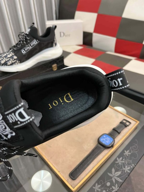 Dior Beige and Black Dior Jacquard Run Sneaker