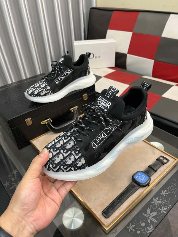 Dior Beige and Black Dior Jacquard Run Sneaker
