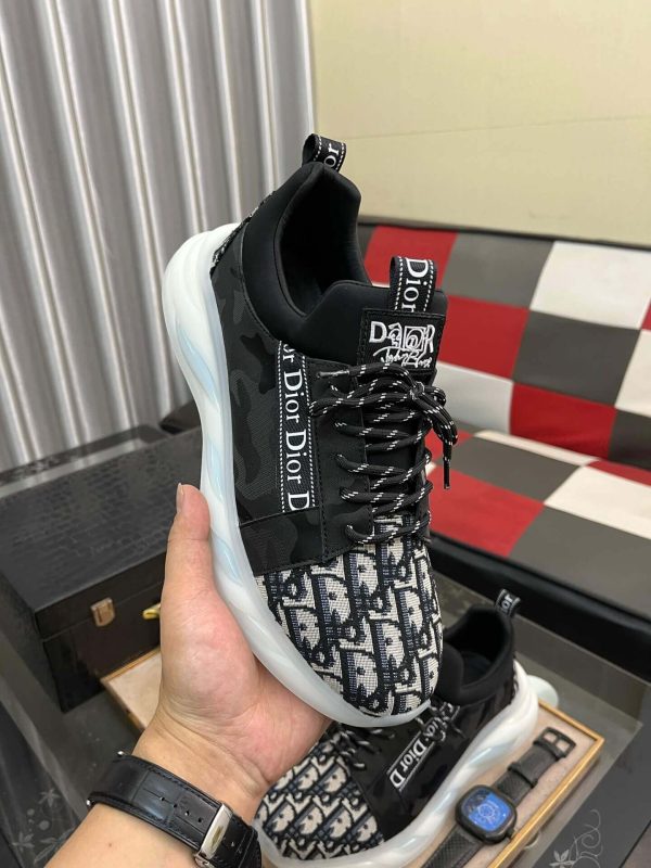 Dior Beige and Black Dior Jacquard Run Sneaker