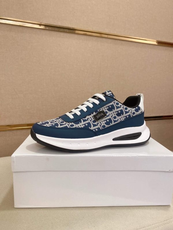 Dior Run Sneaker in Blue and Beige Dior Oblique Jacquard