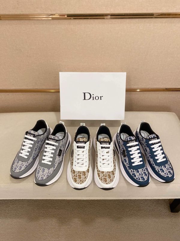 Dior Run Sneaker in Blue and Beige Dior Oblique Jacquard
